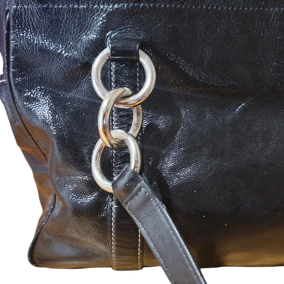 Coach Gallery F12839 Black Patent Leather Shoulder Tote – Turnlock Side Pockets - Picture 13 of 16